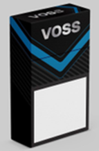 Заявлена торговельна марка VOSS — упаковка сигарет із синьою V-подібною смугою